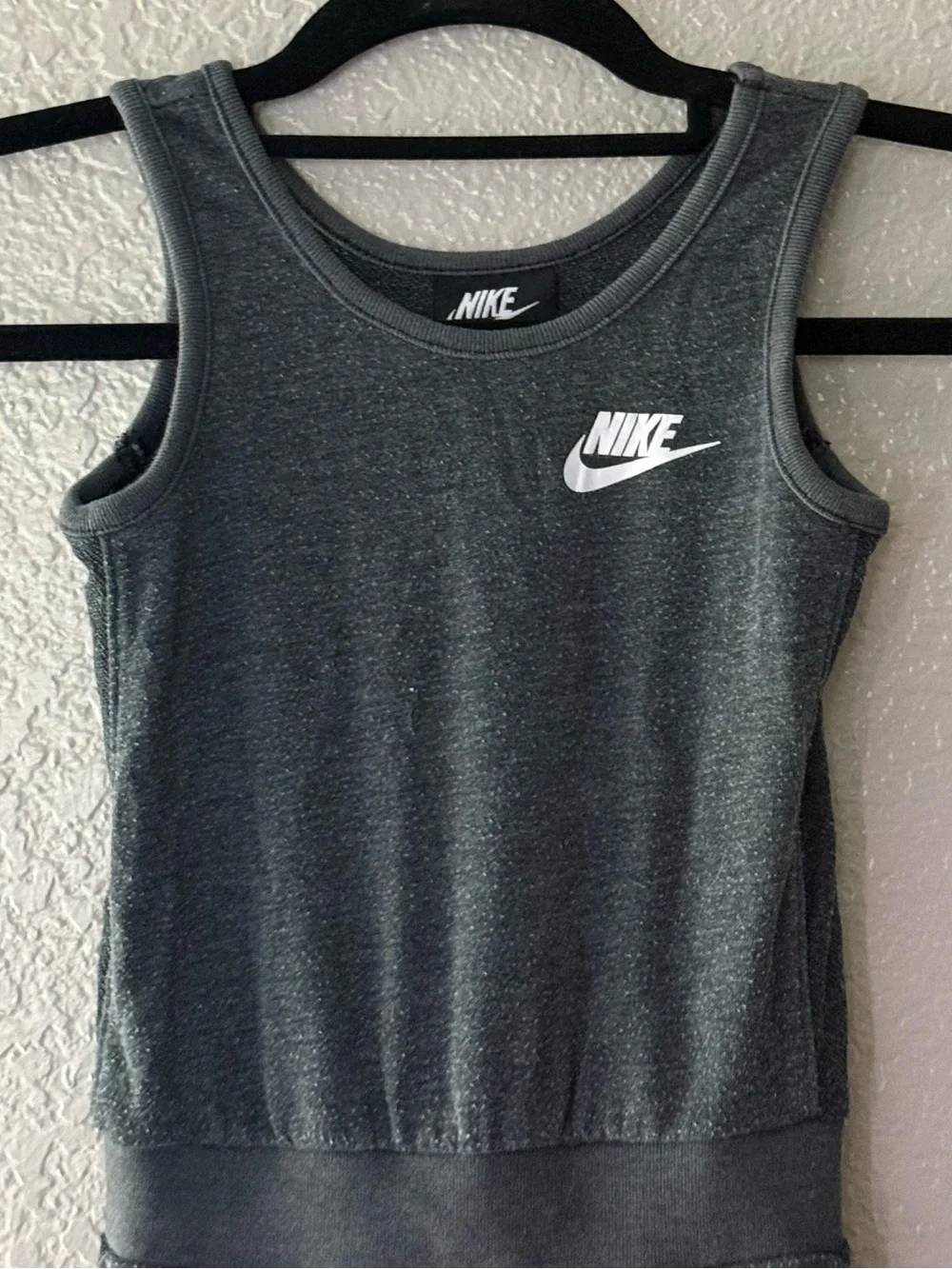 Nike Girls Gray Sleeveless Jogger Jumpsuit Romper Swoosh Pockets Size 6